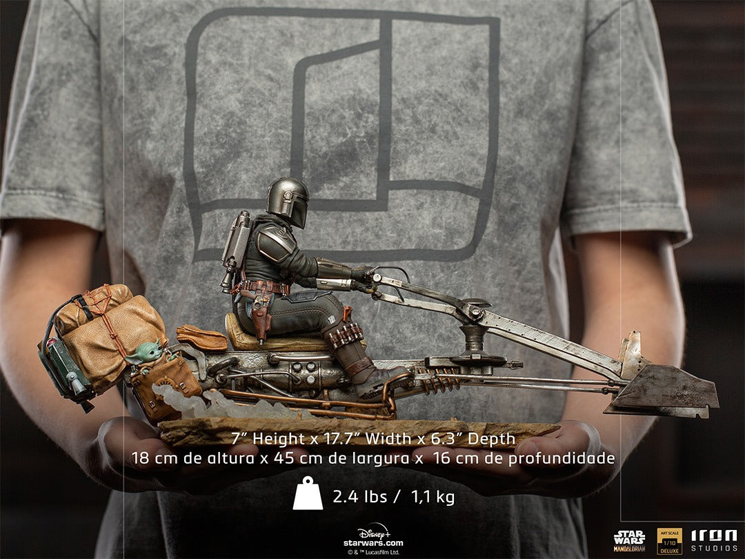 The Mandalorian on Speederbike Deluxe Art Scale 1/10 Statue By Iron Studios