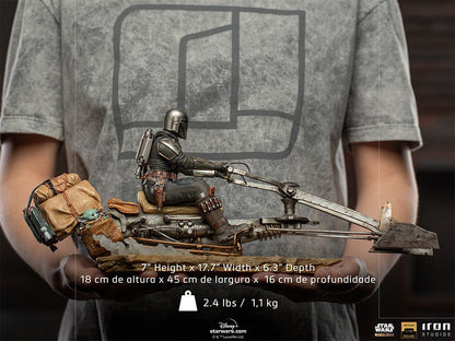 The Mandalorian on Speederbike Deluxe Art Scale 1/10 Statue By Iron Studios