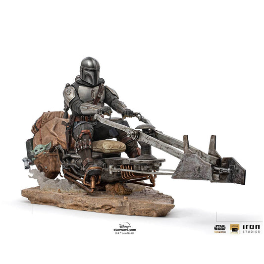 The Mandalorian on Speederbike Deluxe Art Scale 1/10 Statue By Iron Studios