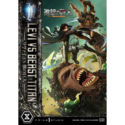 Attack On Titan Levi Versus Beast Titan statue By Prime1 Studio