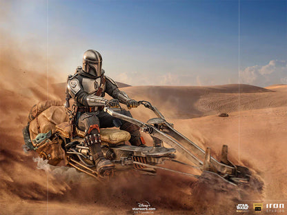 The Mandalorian on Speederbike Deluxe Art Scale 1/10 Statue By Iron Studios