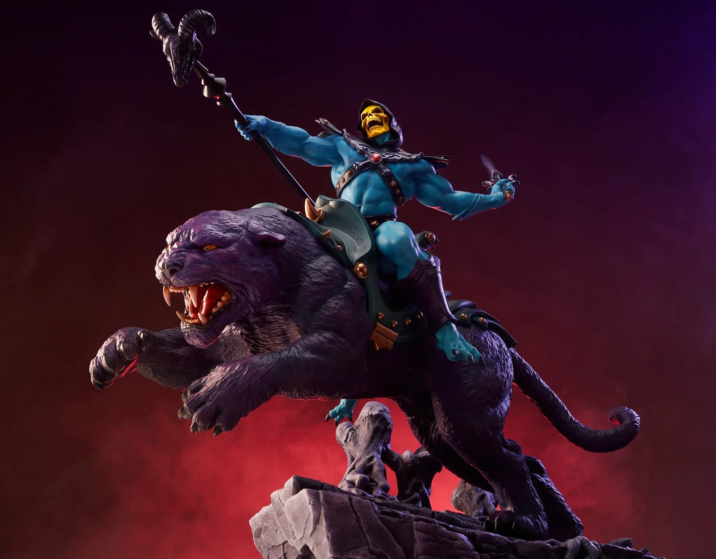 Skeletor & Panthor Classic Deluxe Statue By Tweeterhead