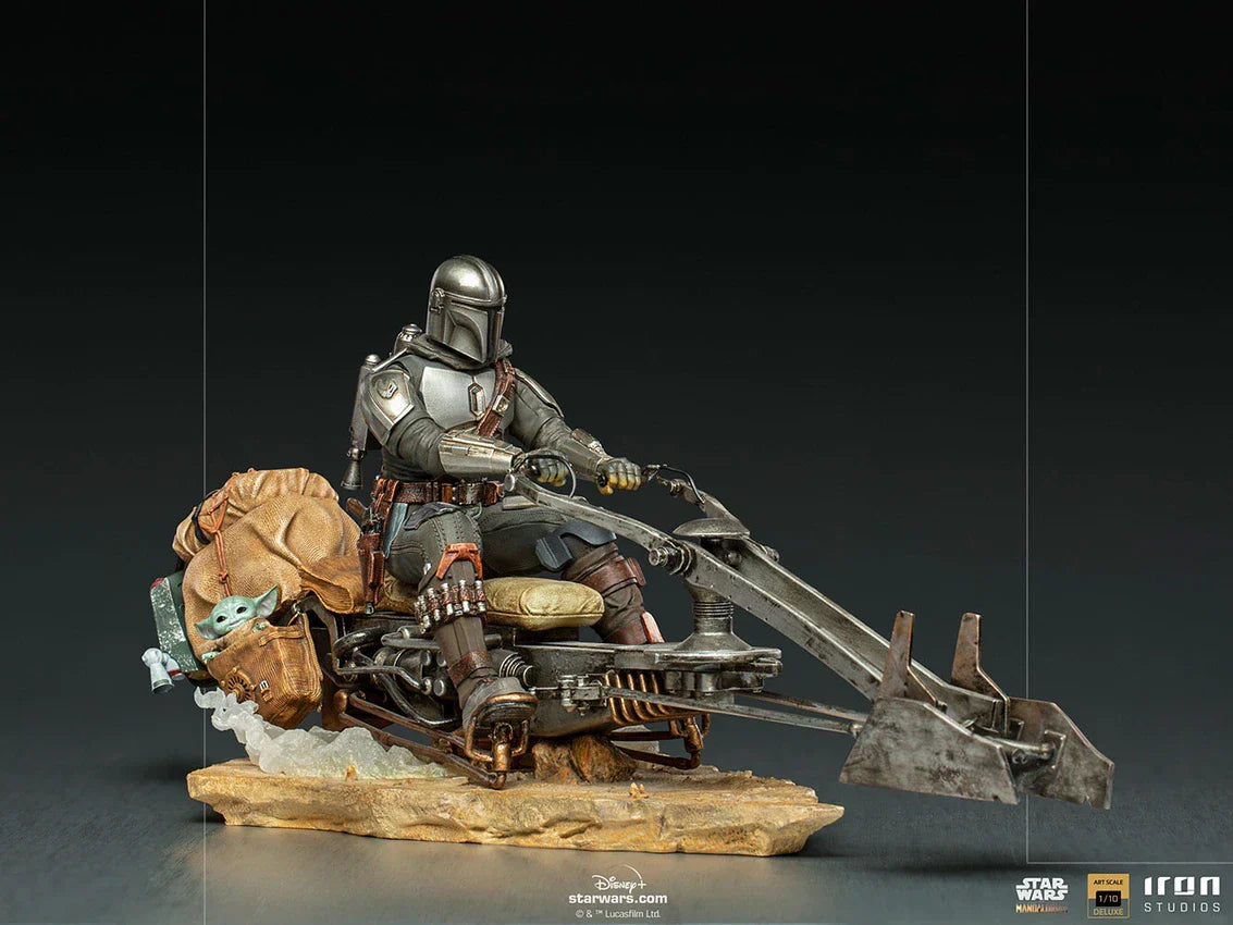 The Mandalorian on Speederbike Deluxe Art Scale 1/10 Statue By Iron Studios