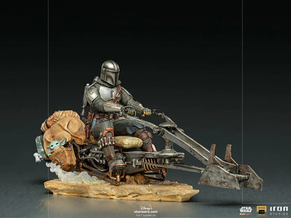 The Mandalorian on Speederbike Deluxe Art Scale 1/10 Statue By Iron Studios